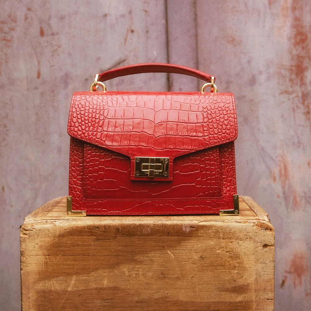 The Kooples SMALL RED CROCO-EFFECT EMILY BAG